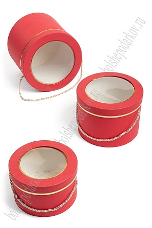 Коробки цилиндр 3 в 1, 22*22*18 см (SF-7157) красный