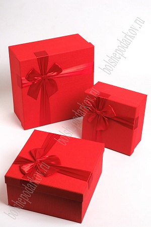 Коробки квадратные 3 в 1, 25*25*12 см (SF-7151) красный
