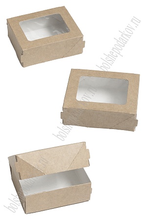 Коробка крафтовая с окошком 10,5x8x4 см TABOX 300 мл (50 шт)