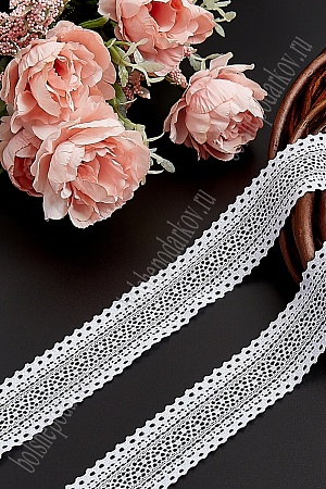 Кружево-стретч  3,5 см*10 м  (SF-897), белый