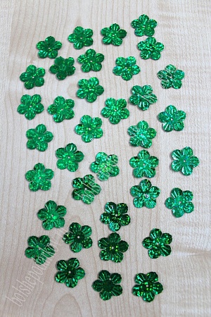 Пайетки &quot;Цветочек&quot; 18 мм*50 гр (SF-1142) зеленый