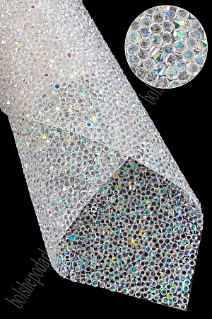 Стразовое полотно на силиконовой основе 24*40 см (SF-6005) радужный №1