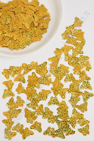 Пайетки &quot;Бабочки&quot; 22*17 мм/50 гр (SF-1136) золото