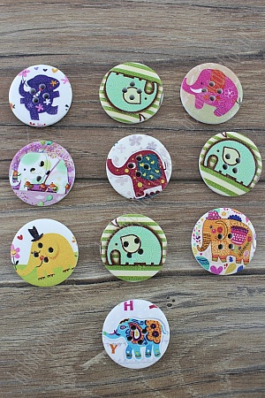 Пуговицы декоративные 30 мм с рисунком &quot;Слон&quot; (20 шт) SF-2184