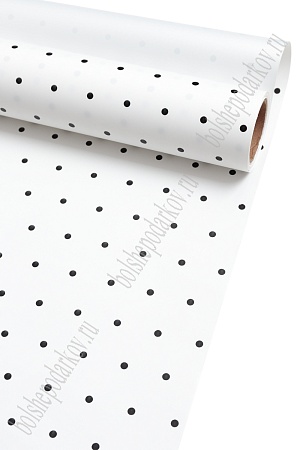 Пленка для цветов в рулоне &quot;Горошек&quot; 58 см*10 м (SF-7064) белый/черный №111