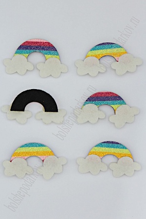 Патч радужный с блестками &quot;Радуга&quot; 5,5*3,5 см (10 шт) SF-1877