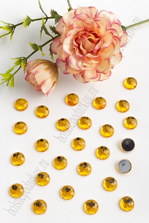 Стразы граненые 10 мм, круглые (1000 шт) SF-1591, золото №11