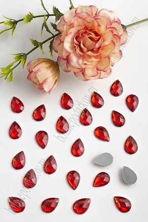 Стразы граненые 10*14 мм, капля (100 шт) SF-382/1610, красный