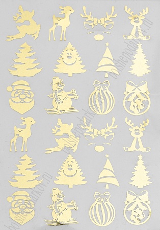 Набор наклеек из термотрансферной пленки &quot;Ассорти&quot; №3, золото