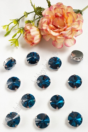 Стразы пришивные 16 мм &quot;Круг&quot; (20 шт) SF-3704, темно-бирюзовый №8