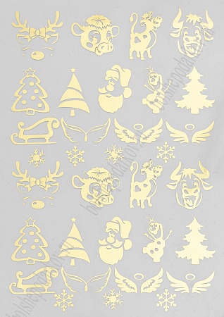 Набор наклеек из термотрансферной пленки &quot;Ассорти&quot; №1, золото