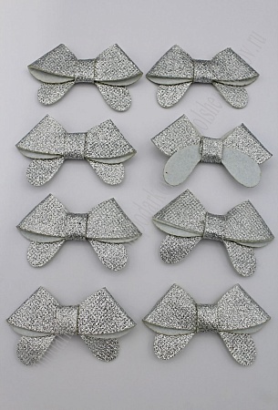 Патч с блестками 7*2,5 см &quot;Бантик&quot; (10 шт) SF-1872, серебро