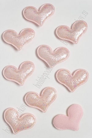 Патч с переливом &quot;Сердечко&quot; 5*4 см (10 шт) SF-3781, светло-розовый №2