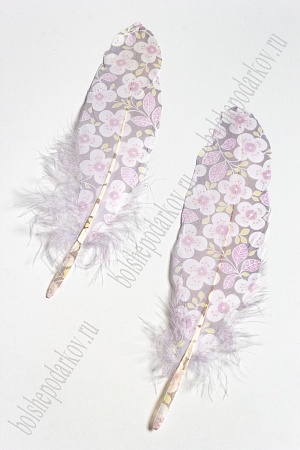 Перья декоративные 16*4,5 см (6 шт) &quot;Цветочек&quot; фиолетовый