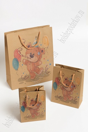 Пакет крафтовый с рисунком &quot;Мишка&quot; 15*20*7 см (12 шт) SF-7170, №4