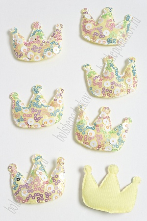 Патч с крупными пайетками &quot;Корона&quot; 46*53 мм (10 шт) SF-2975, лимонный