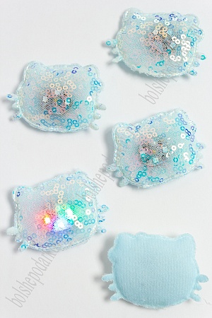 Патч с пайетками &quot;Котёнок&quot; 5*4,2 см (5 шт) SF-3165, голубой