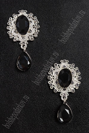 Серединка ювелирная с подвеской (2 шт) SF-4482, серебро/черный №6