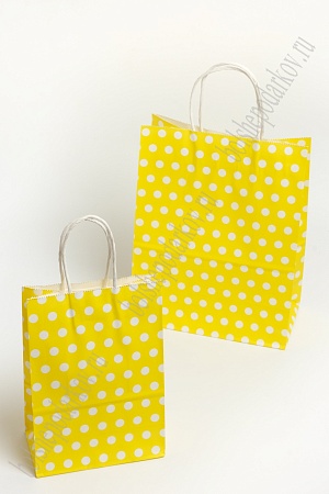 Пакет крафтовый с рисунком &quot;Горошек&quot; 15*21*8 см (12 шт) SF-7172, желтый