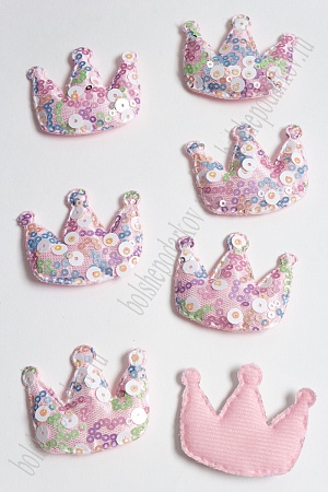 Патч с крупными пайетками &quot;Корона&quot; 46*53 мм (10 шт) SF-2975, светло-розовый