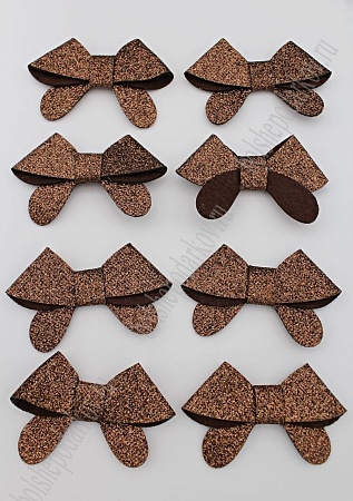 Патч с блестками 7*2,5 см &quot;Бантик&quot; (10 шт) SF-1872, шоколадный
