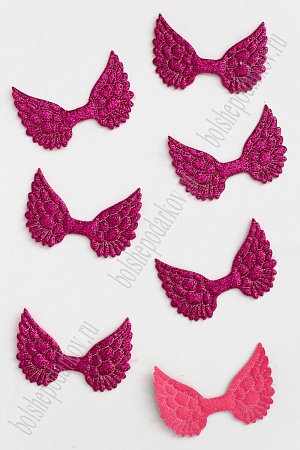 Патч с блестками 4,5*3 см &quot;Крылья&quot; (20 шт) SF-1899, малиновый