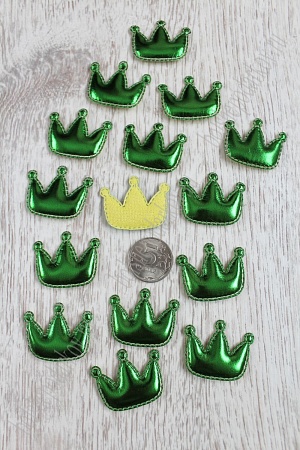 Патч 3D, кожзам &quot;Корона&quot; 3,5*3 см (20 шт) SF-1541, зеленый