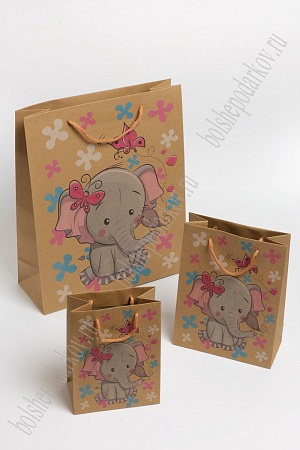 Пакет крафтовый с рисунком &quot;Слоник&quot; 26*32*10 см (12 шт) SF-7171, №2
