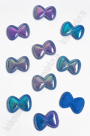 Патч кожзам 3D &quot;Бантик&quot; 3,5*2,5 см (10 шт) SF-2970, синий хамелеон