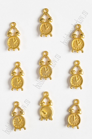 Подвеска металл 19*9 мм &quot;Будильник&quot; (10 шт) SF-2612, золото