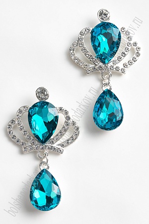 Серединка ювелирная с подвеской (2 шт) SF-5970, серебро/голубой №15