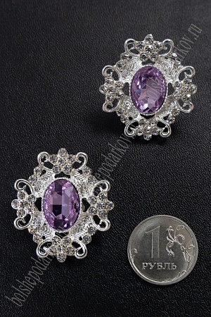 Серединка ювелирная (2 шт) SF-5794, серебро/фиолетовый №2