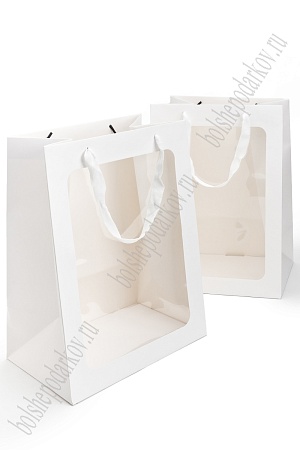 Пакет крафтовый с окошком 35*25*16 см (12 шт) SF-7488, белый