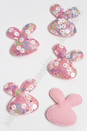 Патч с крупными пайетками &quot;Зайка&quot; 50*45 мм (10 шт) SF-2975, розовый