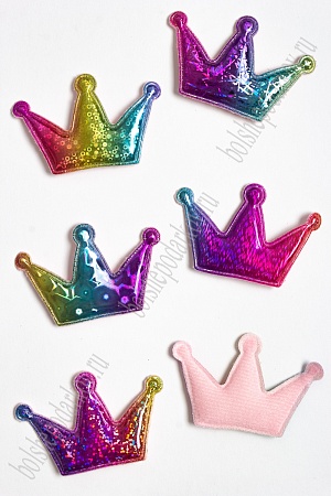 Патч голографик &quot;Корона&quot; 4,5*6,8 см (30 шт) SF-2974, ассорти