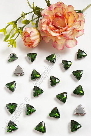 Стразы пришивные 12 мм &quot;Треугольник&quot; (10 шт) SF-3766, зеленый №6