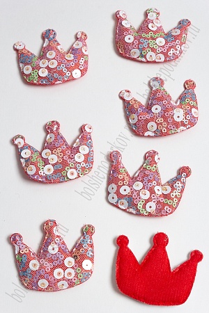 Патч с крупными пайетками &quot;Корона&quot; 46*53 мм (10 шт) SF-2975, красный