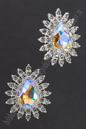 Серединка ювелирная (2 шт) SF-5957, серебро/радужный №31