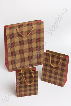 Пакет крафтовый с рисунком &quot;Клетка&quot; 26*32*10 см (12 шт) SF-7171, №4