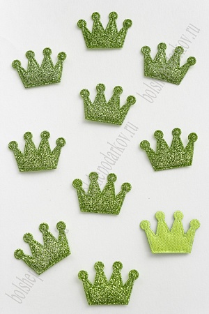 Патч с блестками 3*2,5 см &quot;Корона&quot; (50 шт) SF-1903, салатовый