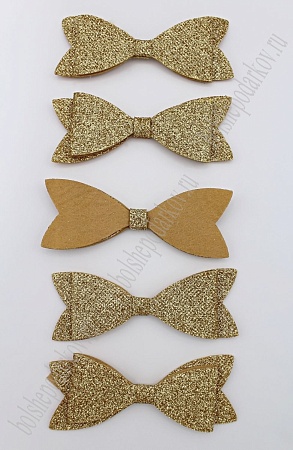 Патч с блестками 10*3 см &quot;Бантик&quot; (10 шт) SF-1873, светлое золото