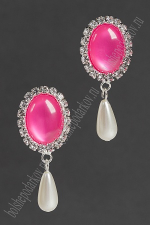 Серединка ювелирная с подвеской (2 шт) SF-5953, серебро/ярко-розовый №7