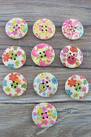 Пуговицы декоративные 30 мм с рисунком &quot;Цветы&quot; (20 шт) SF-2184