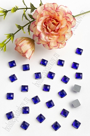 Стразы граненые 8 мм, квадратные (200 шт) SF-402, синий