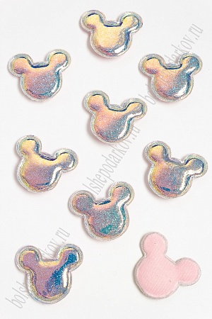 Патч глянец с блестками &quot;Мультик&quot; 3,7*4,2 см (10 шт) SF-2971, бледно-розовый хамелеон