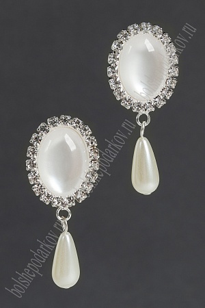 Серединка ювелирная с подвеской (2 шт) SF-5953, серебро/белый №1