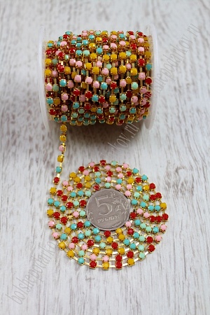 Стразы в бобине матовые 4 мм*10 ярд (SF-1648) разноцветные №3