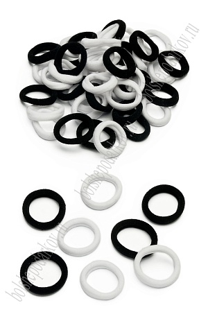 Резинки бесшовные для волос &quot;Premium&quot; 3 см (80 шт) SF-7340, белый/черный №1/2