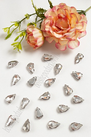 Стразы пришивные 13 мм &quot;Капелька&quot; (20 шт) SF-3709, серебро №1