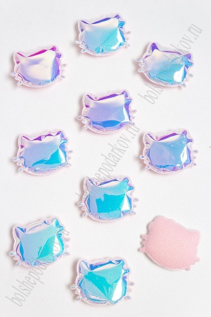 Патч глянец &quot;Котёнок&quot; 3*3,5 см (10 шт) SF-2972, голубой хамелеон